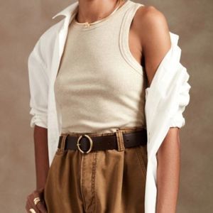 Zara Beige Knit Ribbed Tank Top